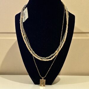 Gorgeous Trible Layered Gold and Gray Necklace